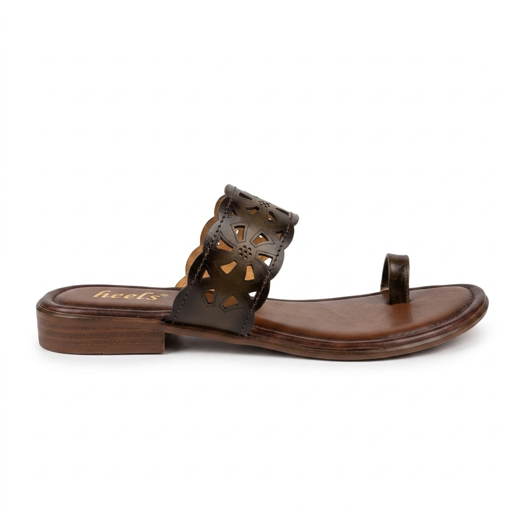 Brianna Leather Perforated Thumb Kohlapuri Slippers