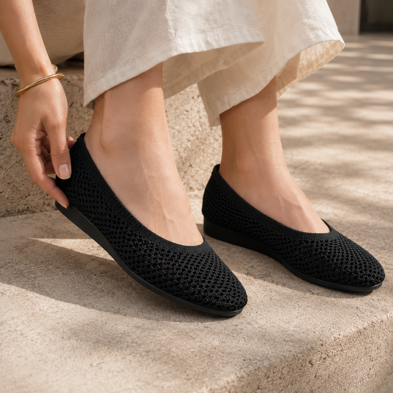 Grace Crochet Flat Flexi Comfort Ballerinas