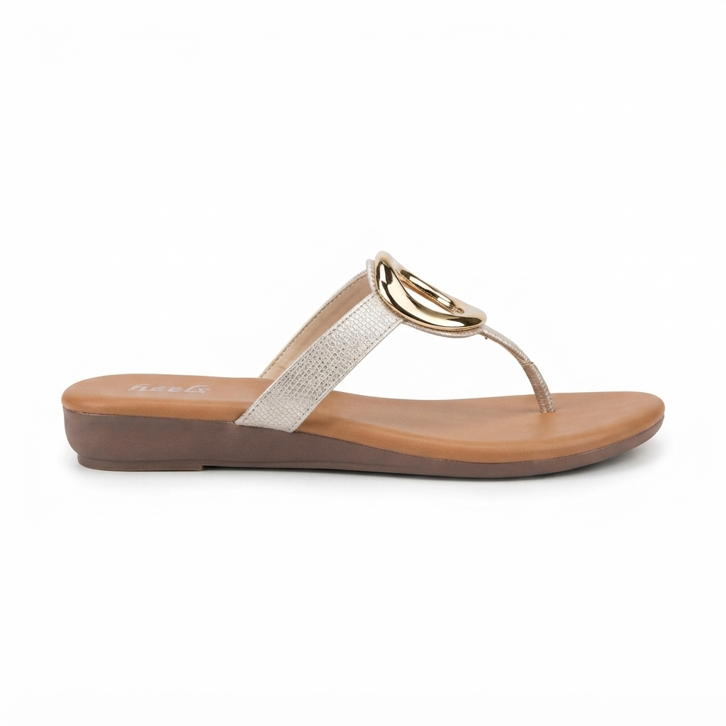 Nova 2.0 Buckled Cushioned Sliders in Gold - The Heels India