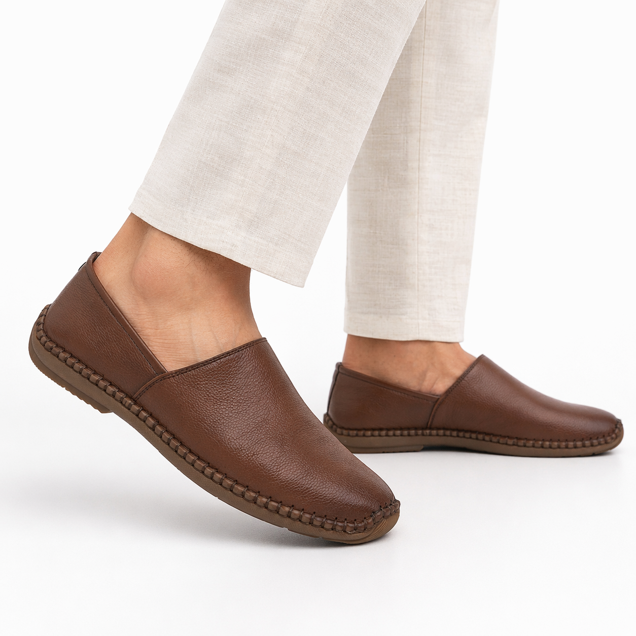 Nathan Ethnic Leather Slip-Ons - The Heels India
