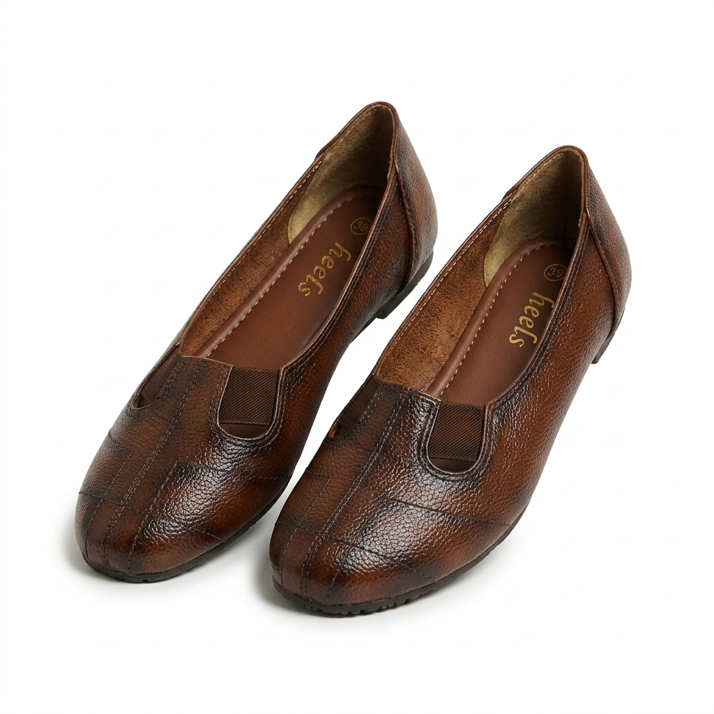 Ellie Classic Stitched Leather Elastic Ballerinas