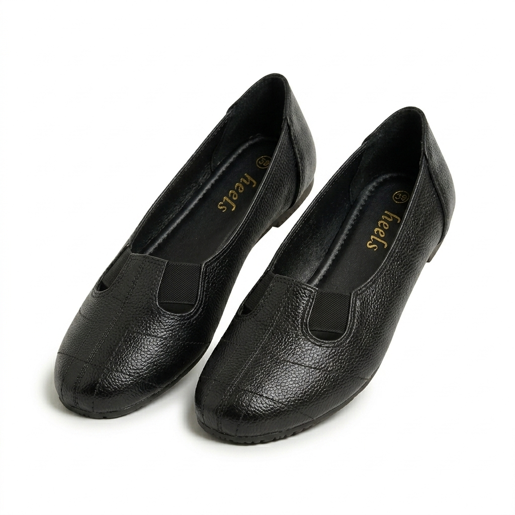 Ellie Classic Stitched Leather Elastic Ballerinas