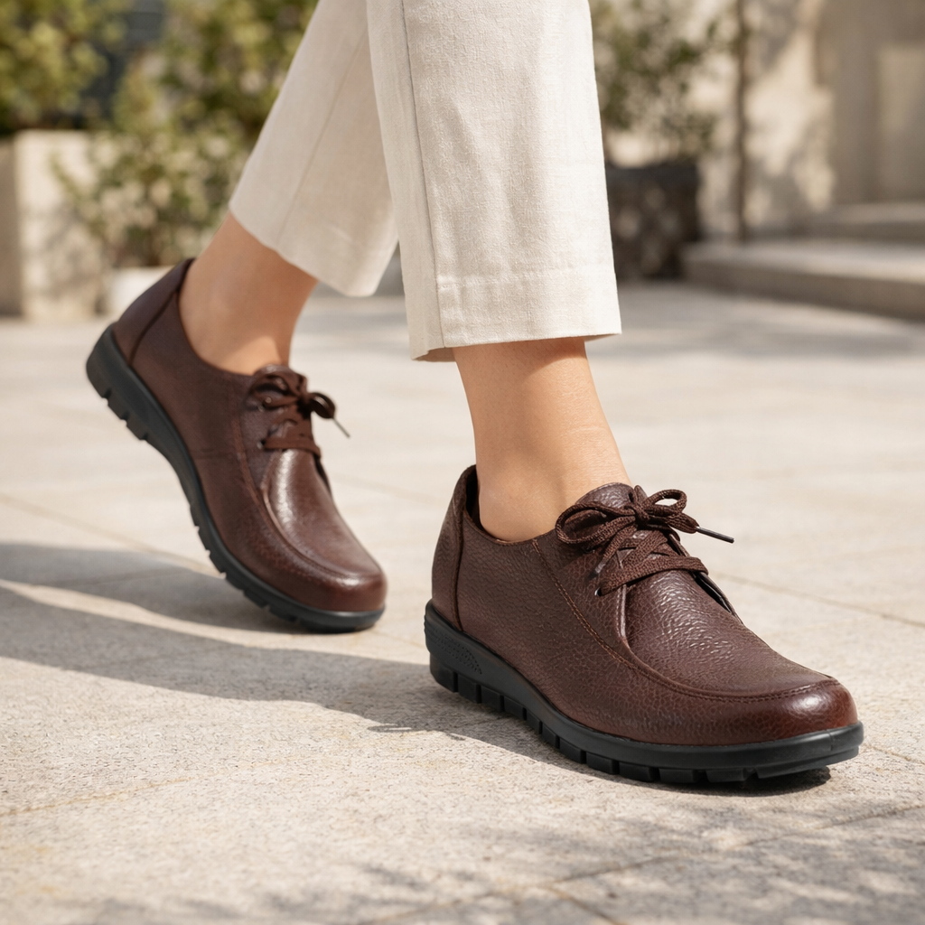 Arianna Casual Leather Lace Up Derby Shoes