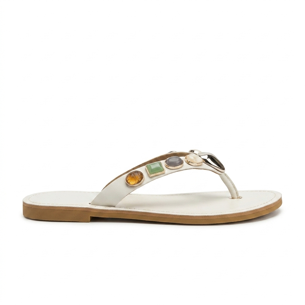 Norelle Cushioned Gemstone V Strap Comfort Summer Slippers