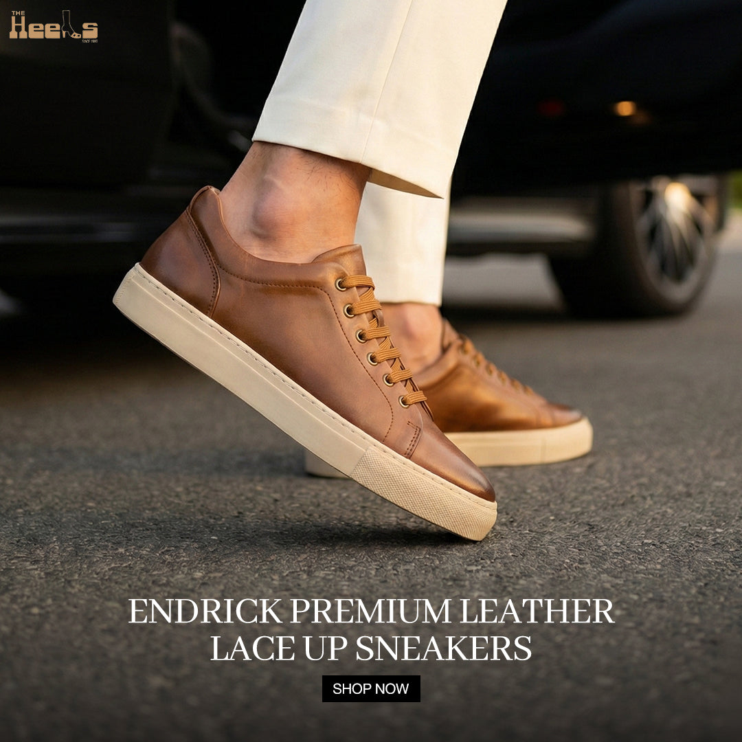 Endrick Premium Leather Lace Up Sneakers - The Heels India