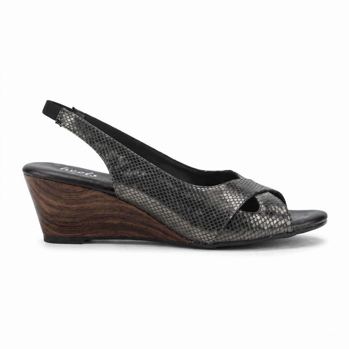 Antoine Wedge Heel Peep-toe Sandals in Black - The Heels India