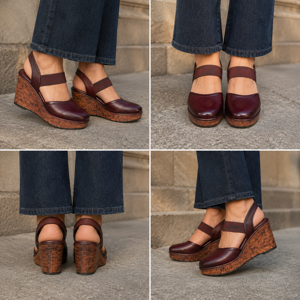 Jess Leather Platform Wedge Heel Sandals