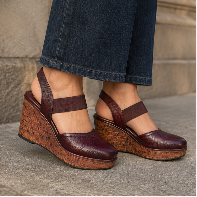 Jess Leather Platform Wedge Heel Sandals