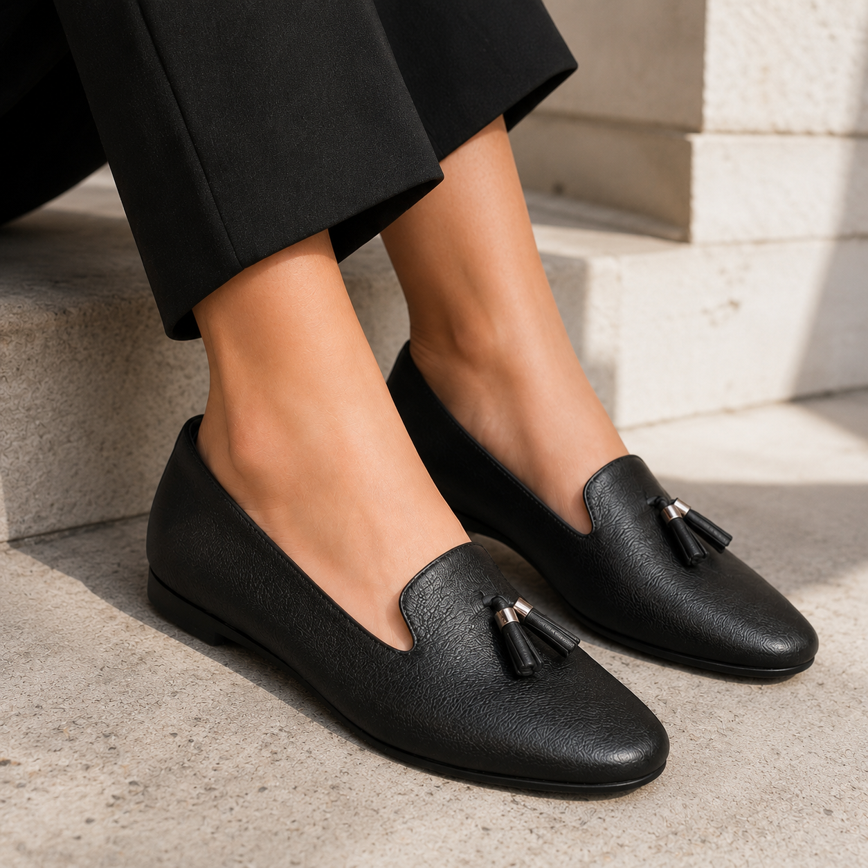 Clinton Leather Tassel Cushioned Loafers - The Heels India