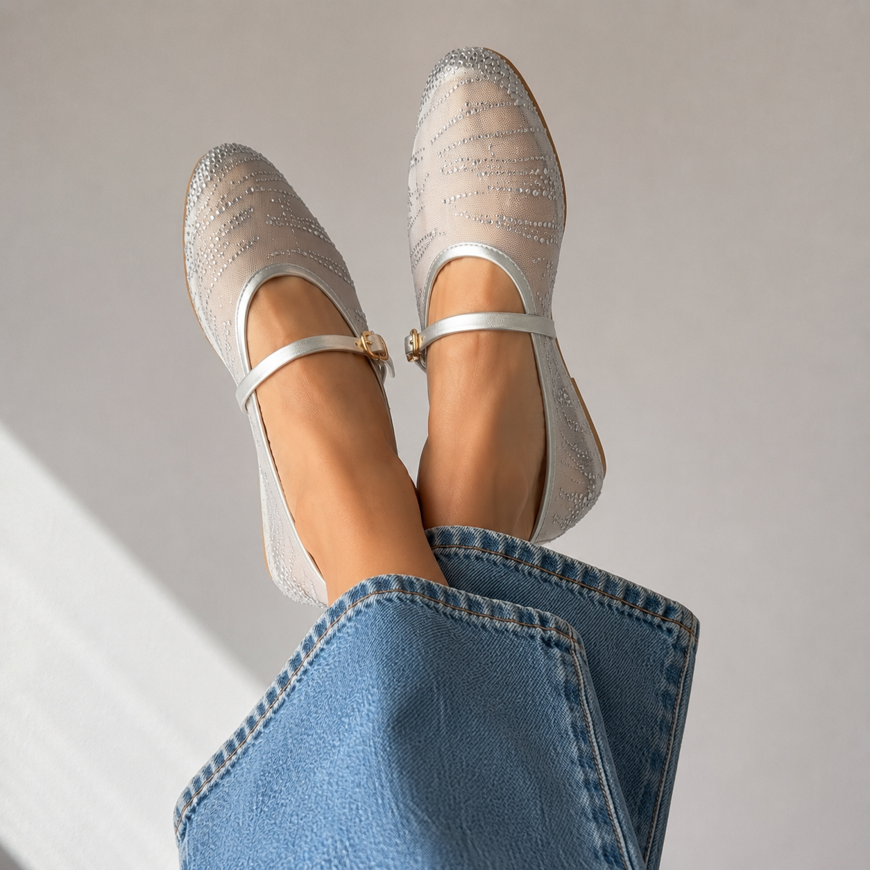 Tessa Premium Embellished Flat Mary Jane Ballerinas