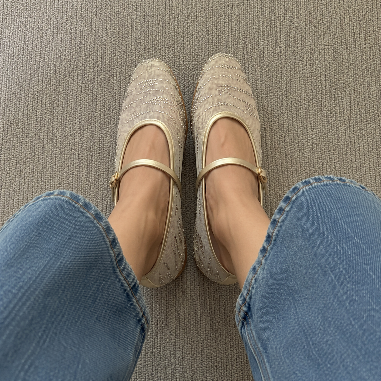 Tessa Premium Embellished Flat Mary Jane Ballerinas
