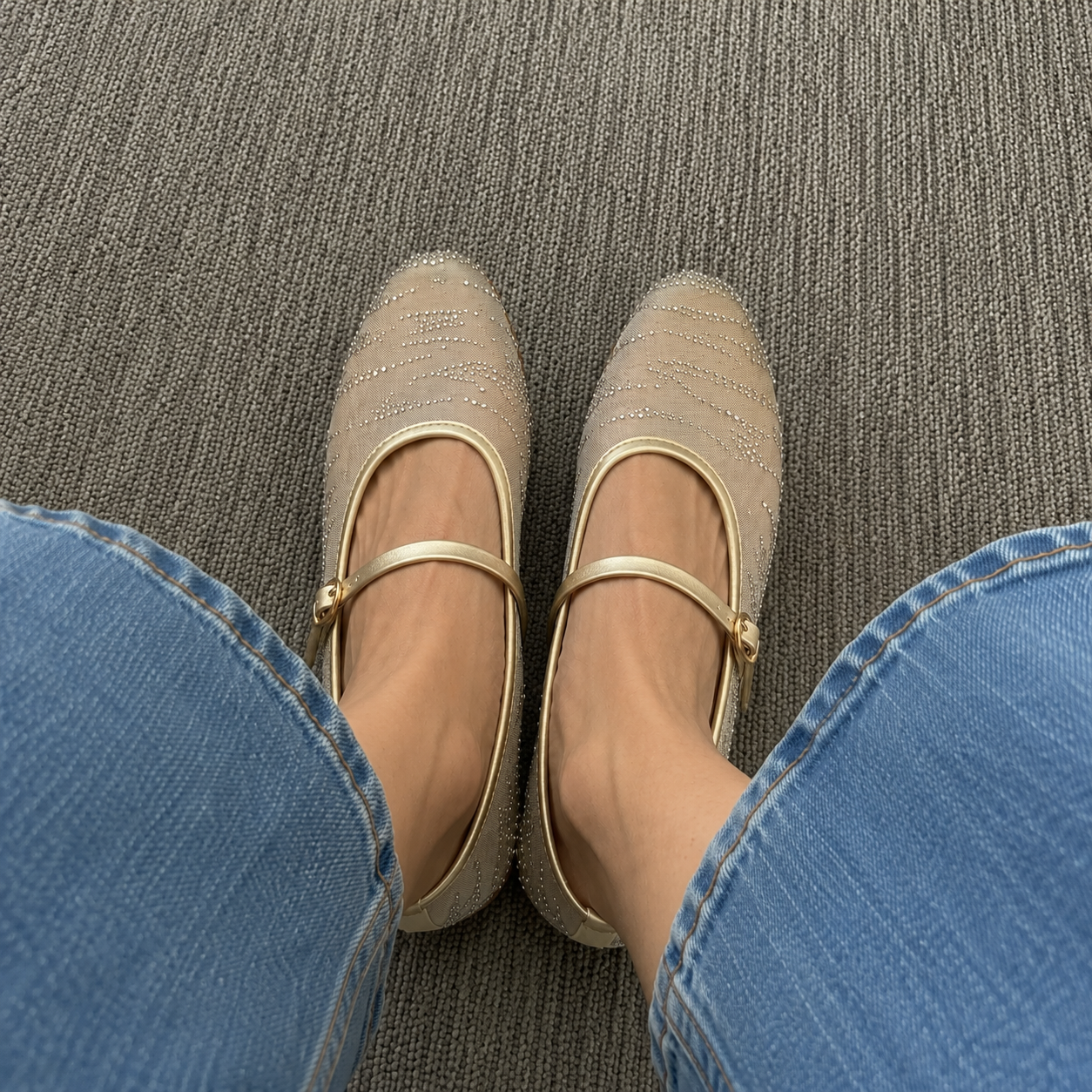 Tessa Premium Embellished Flat Mary Jane Ballerinas