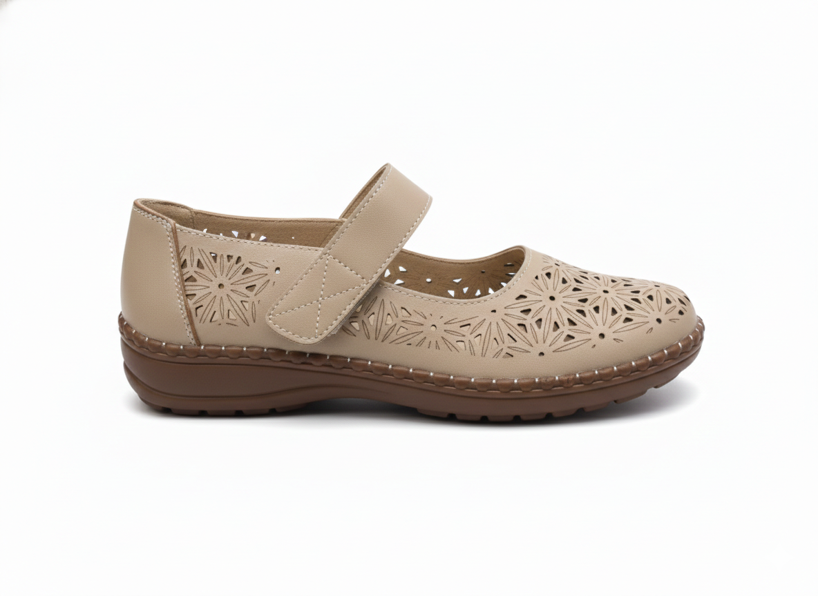 Melissa Ankle Velcro Strap Perforated Cushioned Loafers - The Heels India