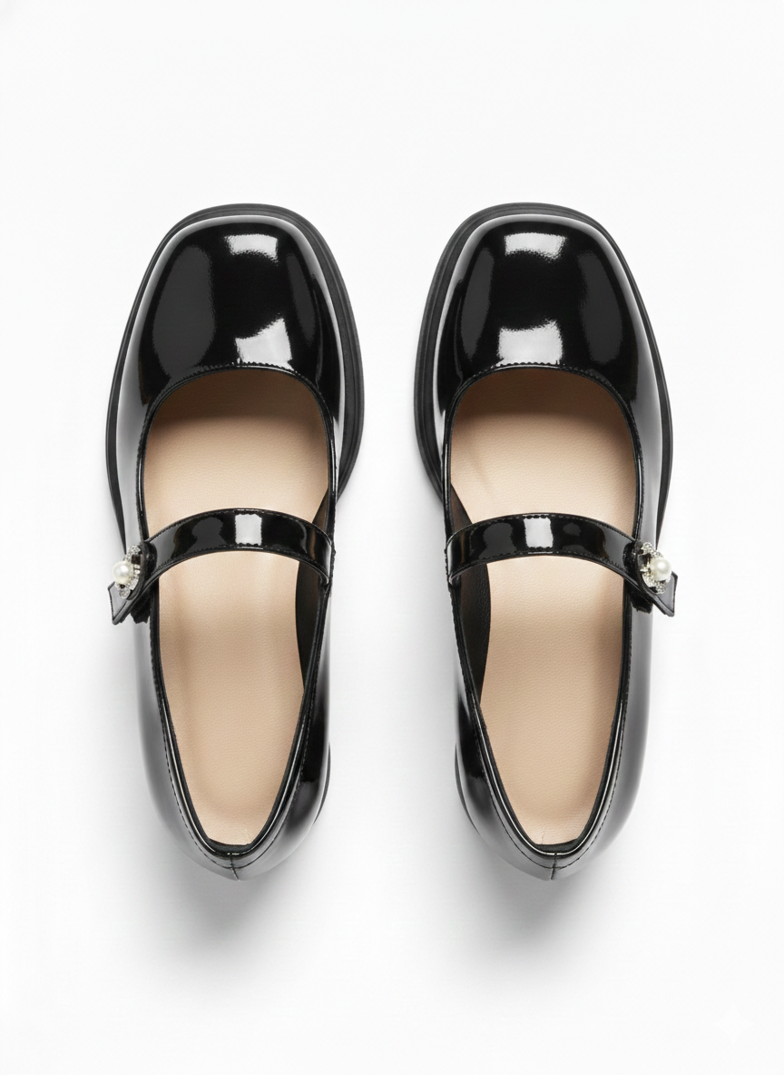 Emrata Premium Patent Leather Ankle Strap Platform Block Heels - The Heels India