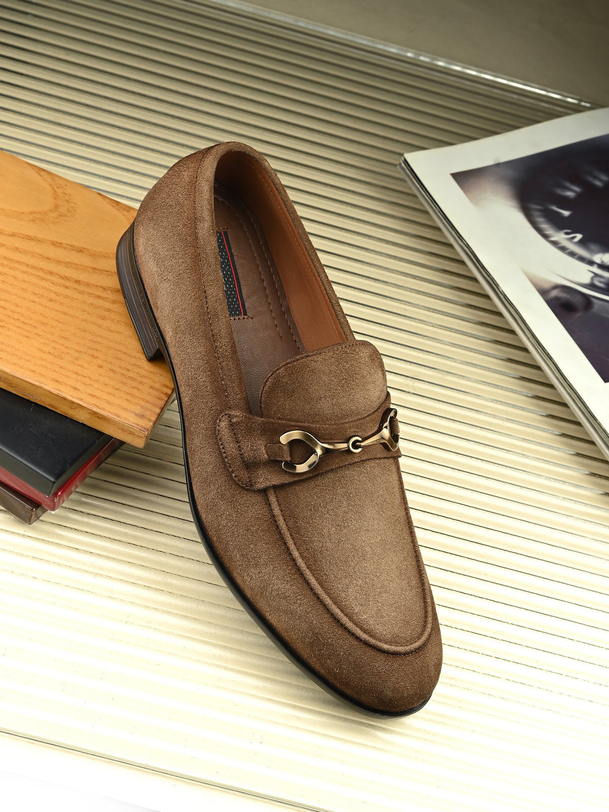 Star Dust Buckled Leather Loafers - The Heels India