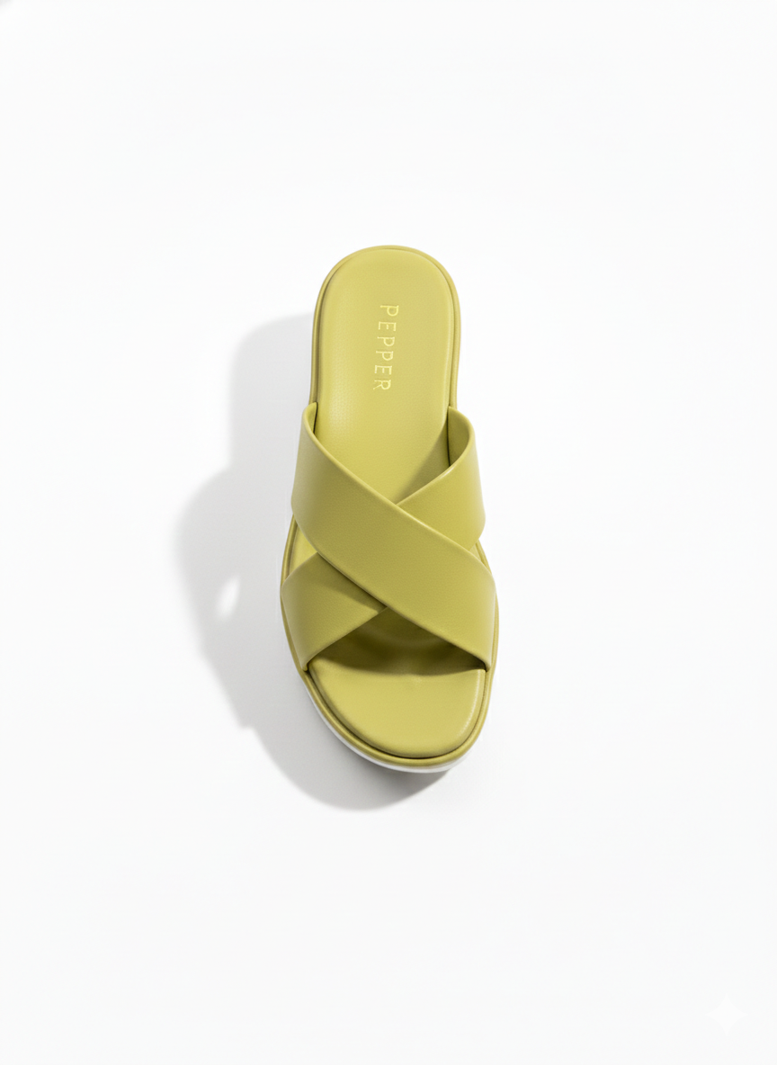 Opera Cushioned Wedge Heel Cross Sliders - The Heels India