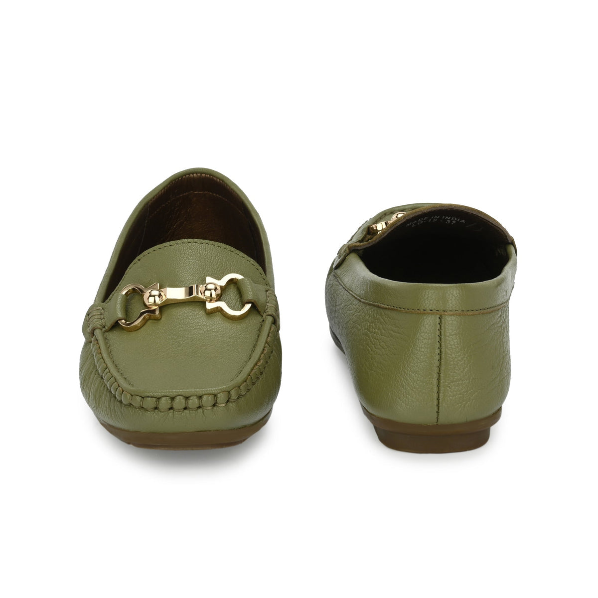Lexi Olive Leather Loafers - The Heels India