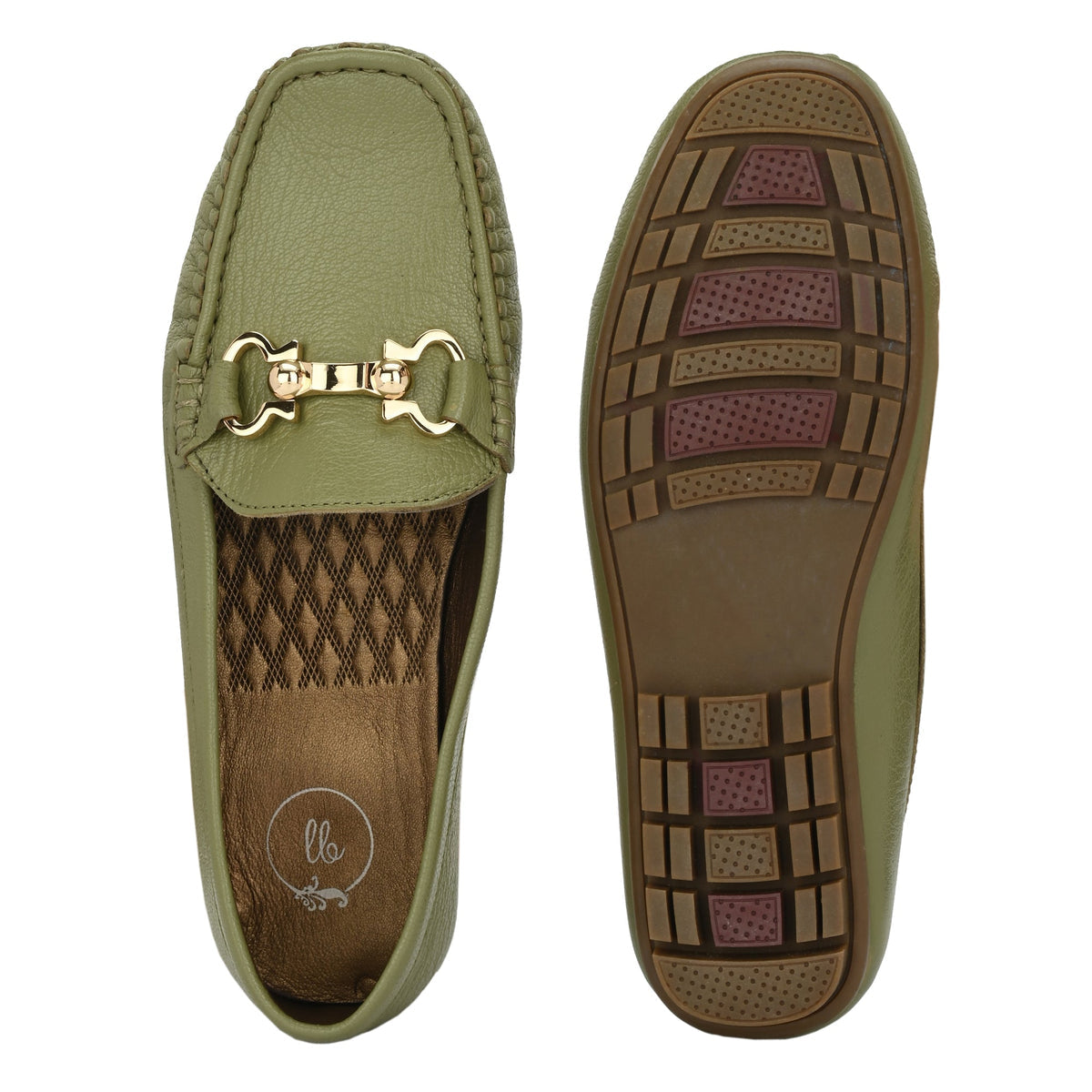 Lexi Olive Leather Loafers - The Heels India