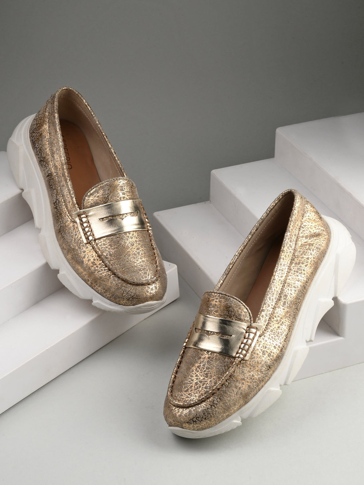 Cotton Sneakers Gold - The Heels India
