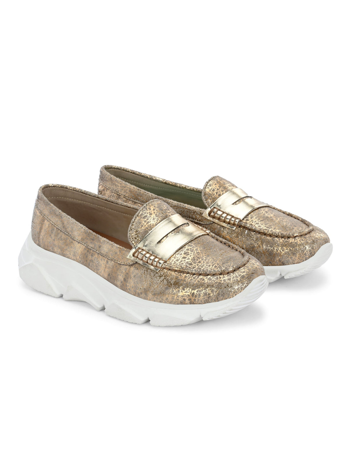 Cotton Sneakers Gold - The Heels India