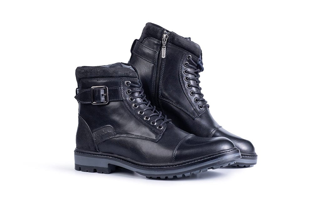 Silas Black Leather Boots - The Heels India