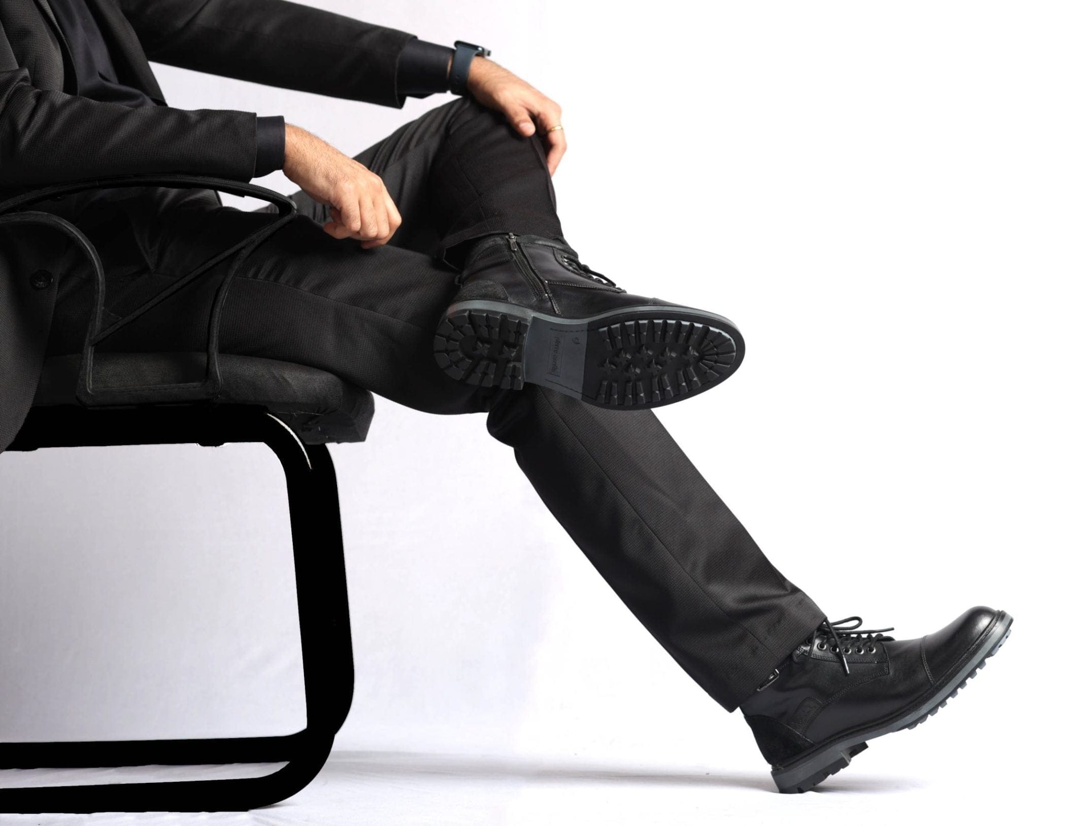 Silas Black Leather Boots - The Heels India
