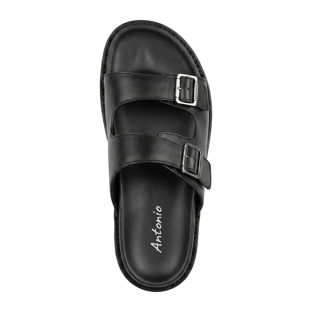 Kai Premium Leather Double Strap Sliders