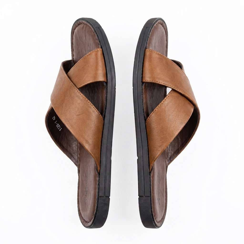 Erling Premium Leather Double Strap Cross Slippers