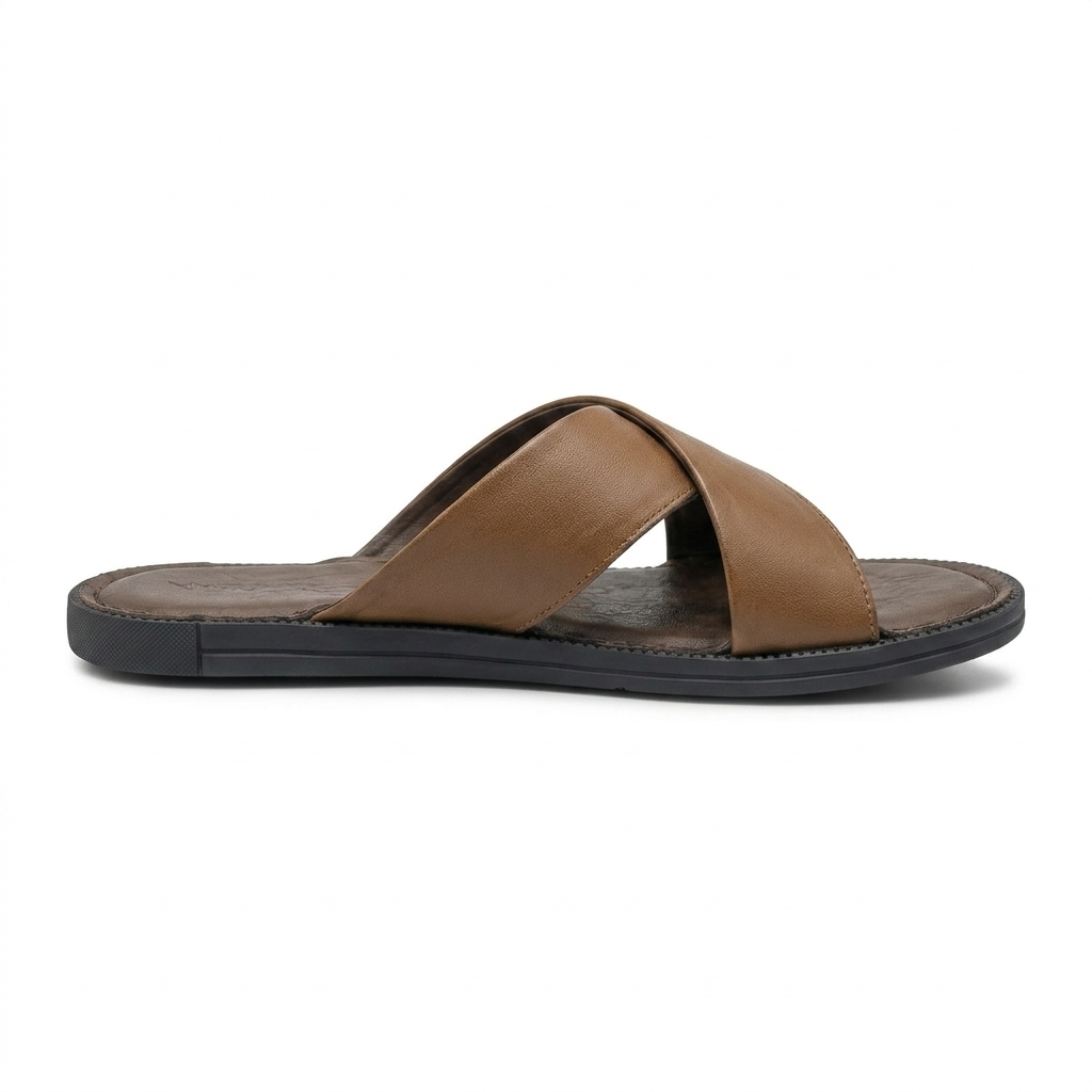 Erling Premium Leather Double Strap Cross Slippers