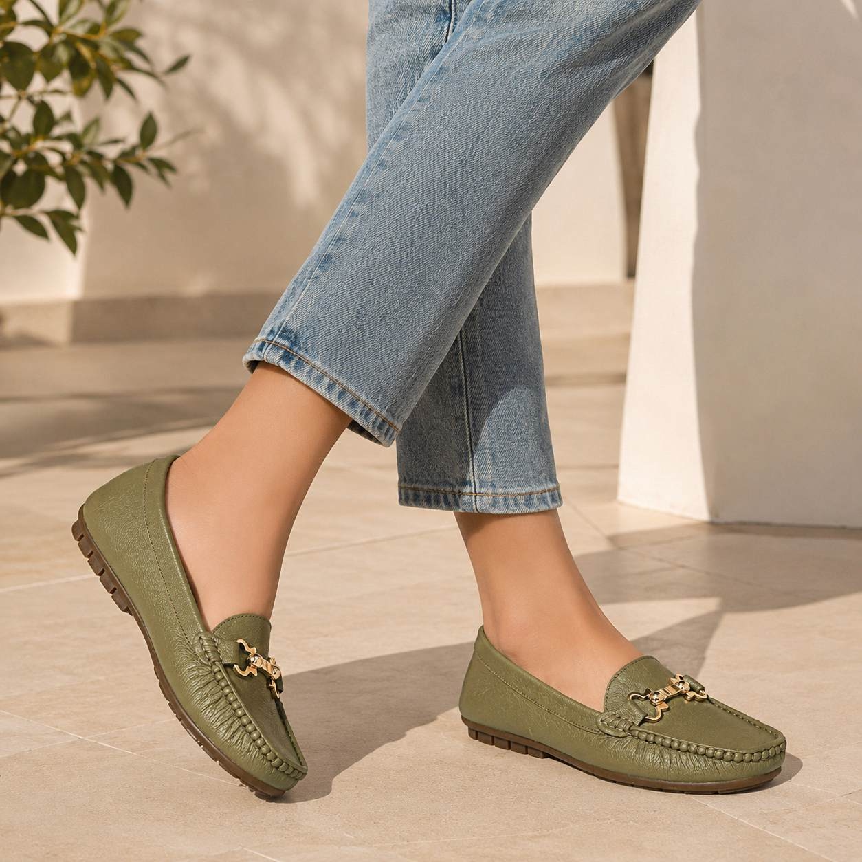 Lexi Cushioned Leather Loafers - The Heels India
