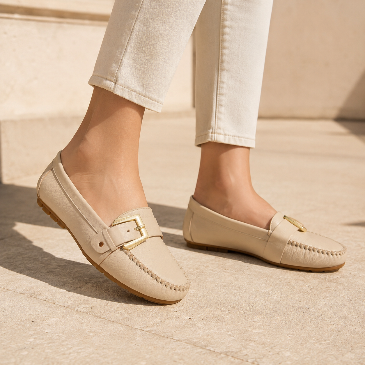Kiya Buckled Leather Loafers