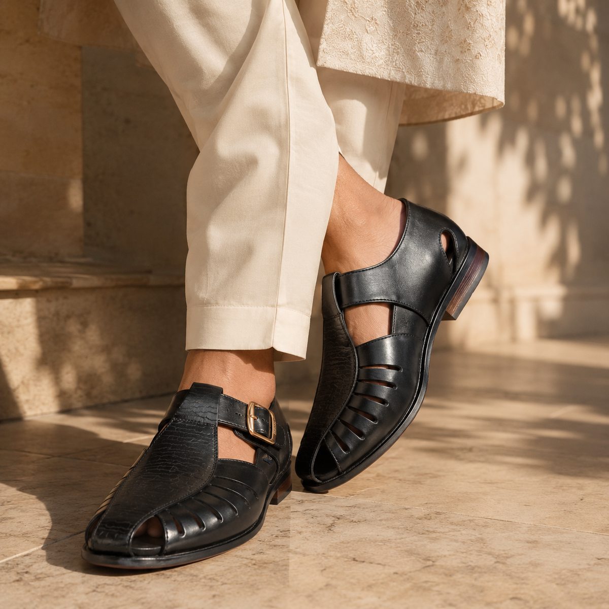 Roman Leather Ethnic Peshawari Sandals