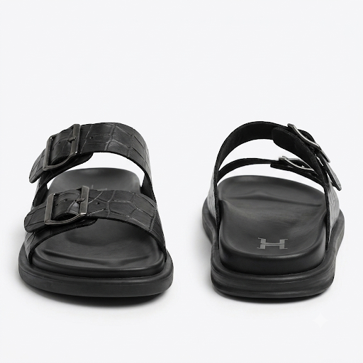 Lacroix Premium Leather Double Strap Sliders