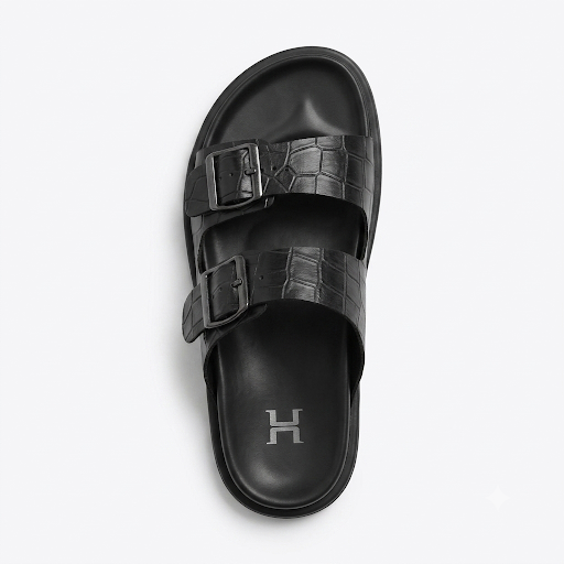 Lacroix Premium Leather Double Strap Sliders