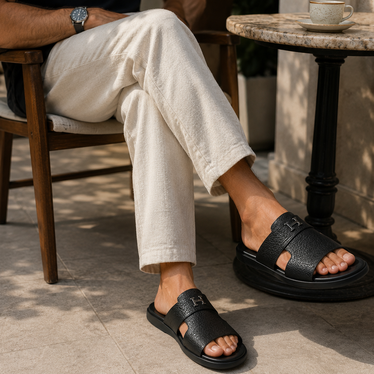 Edward Premium Leather Sliders