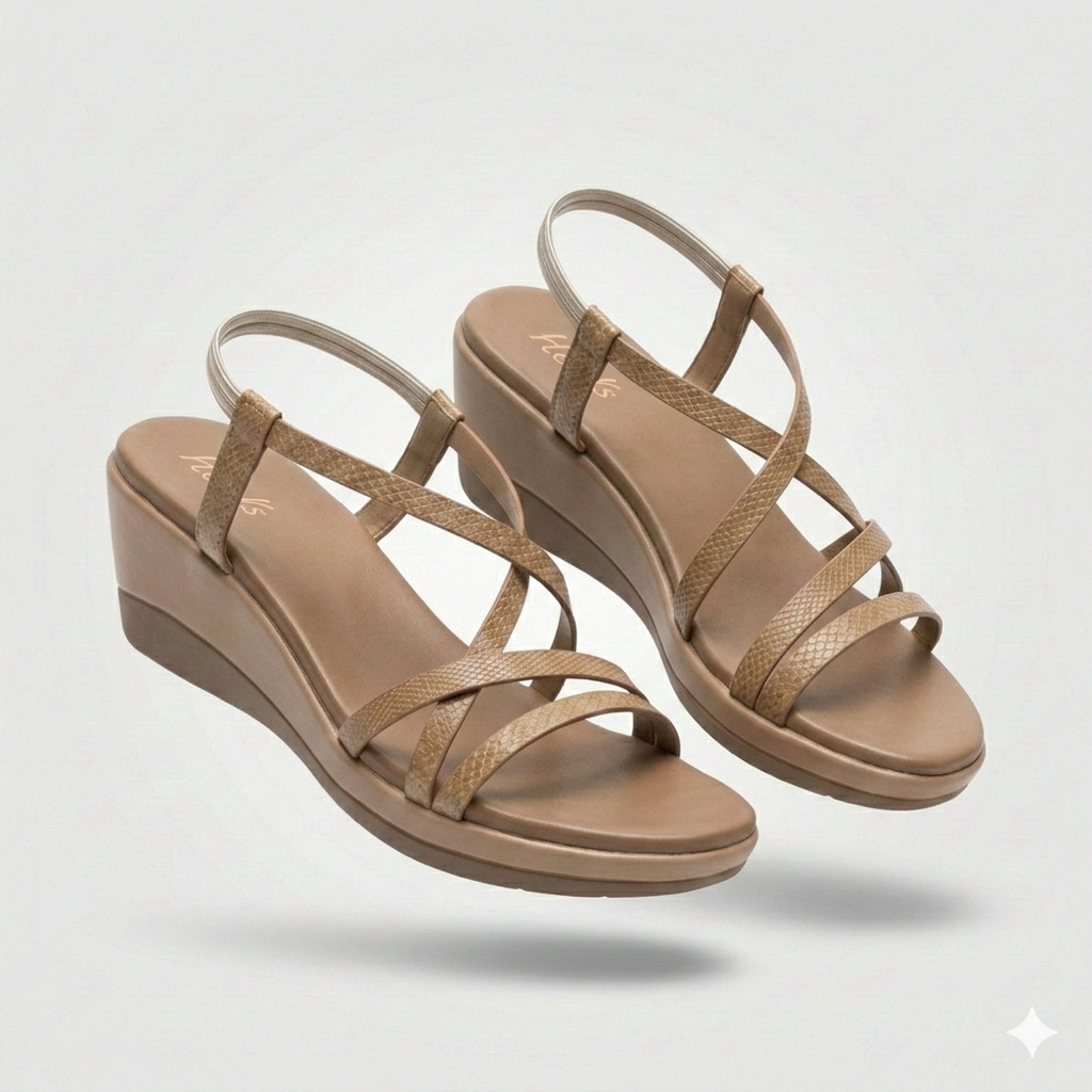 Raye Strappy Wedge Comfort Summer Sandals - The Heels India