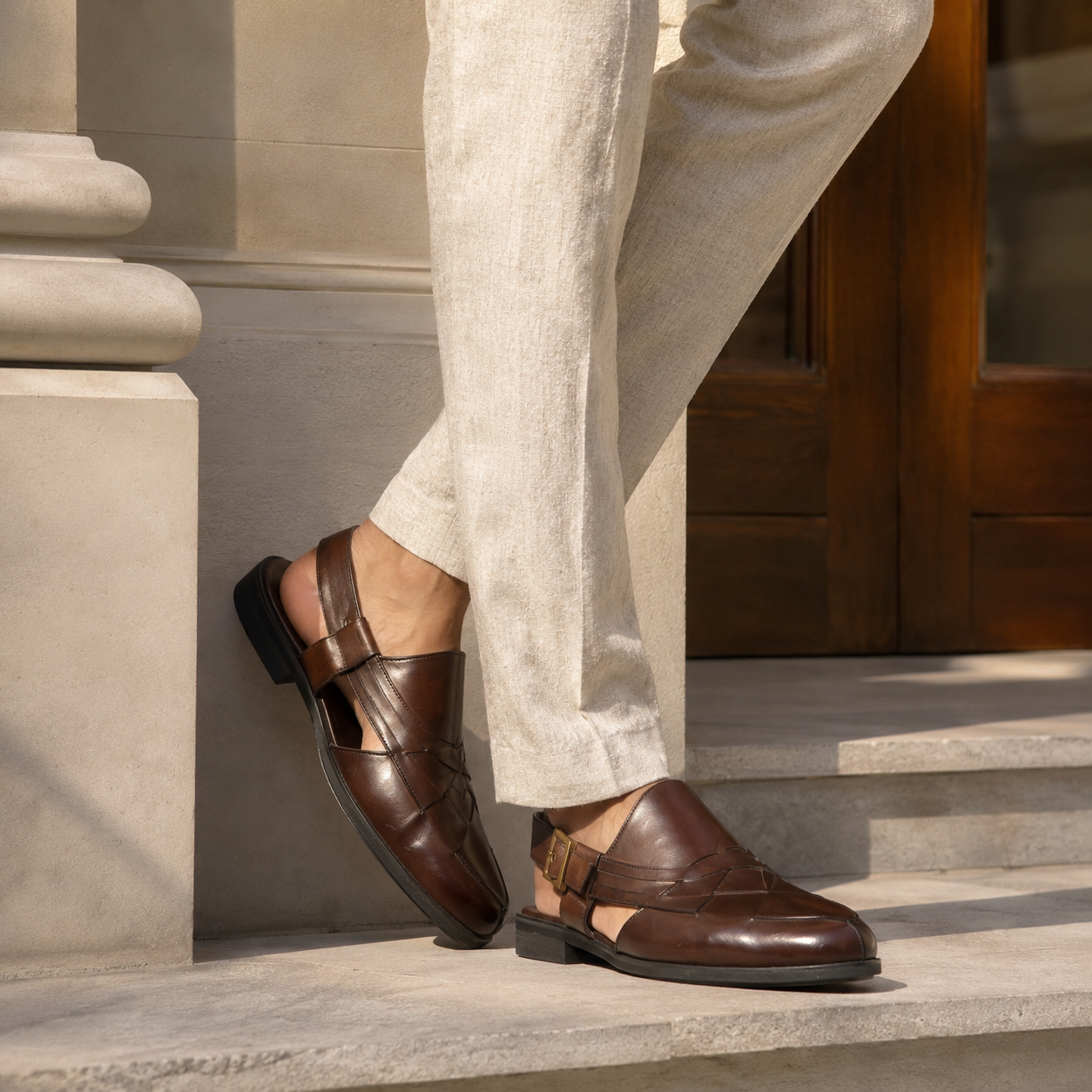 Declan Leather Ethnic Peshawari Sandals