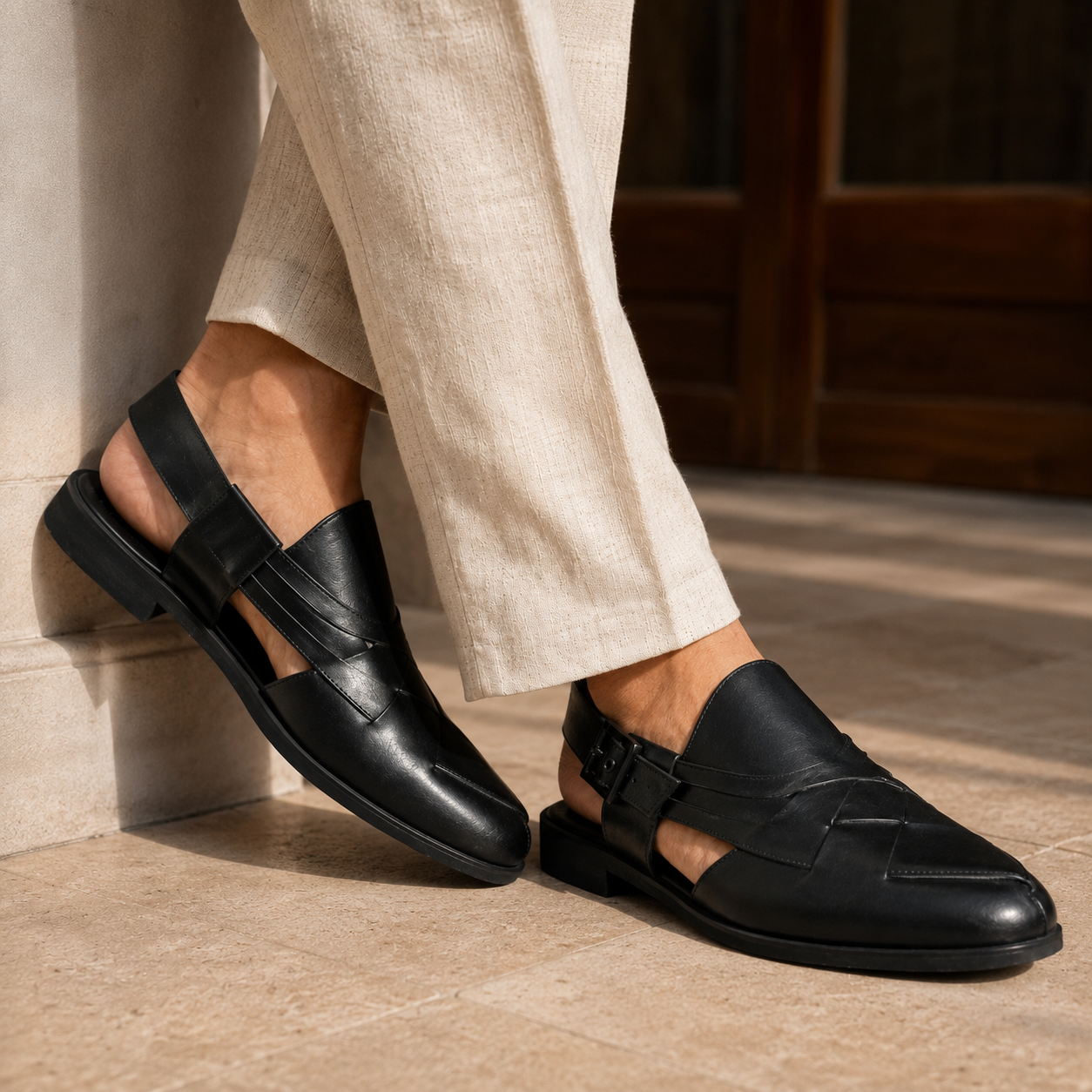 Declan Leather Ethnic Peshawari Sandals