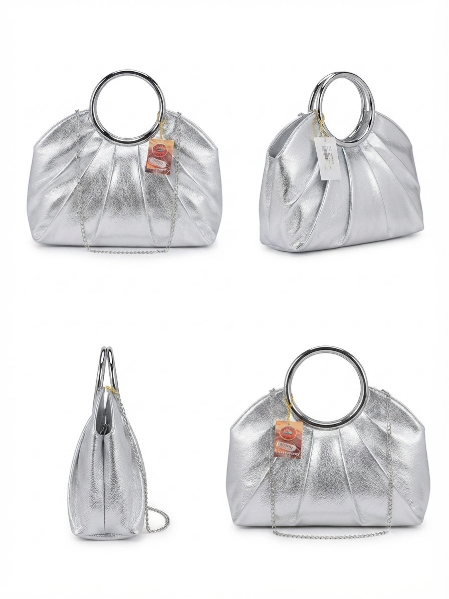 Metallic Circular Handle Quilted Bags