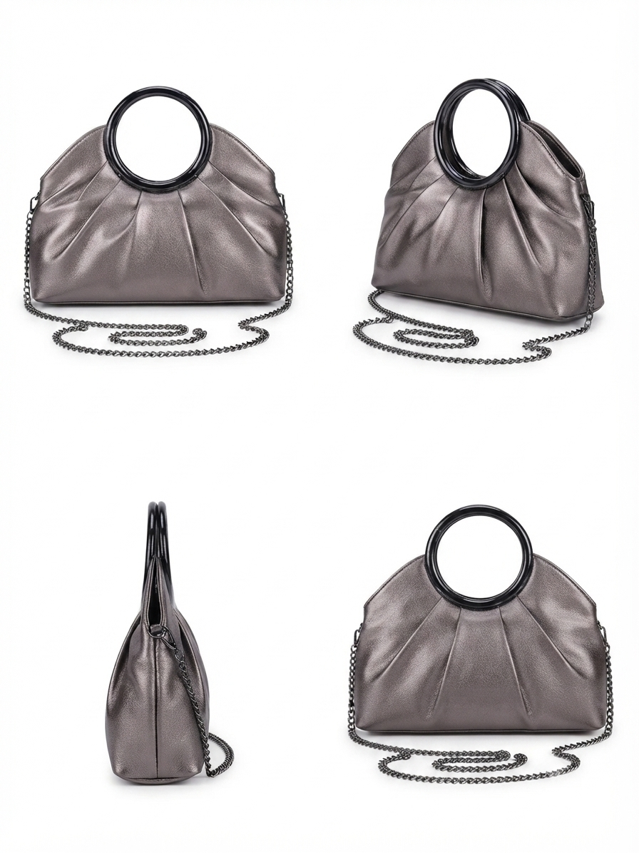Metallic Circular Handle Quilted Bags