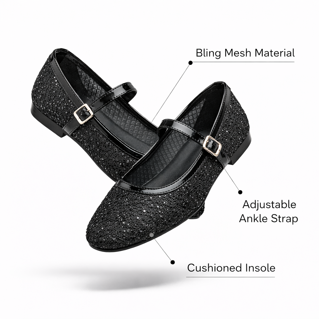 Olivia Premium Mesh Flat Mary Jane Ballerinas