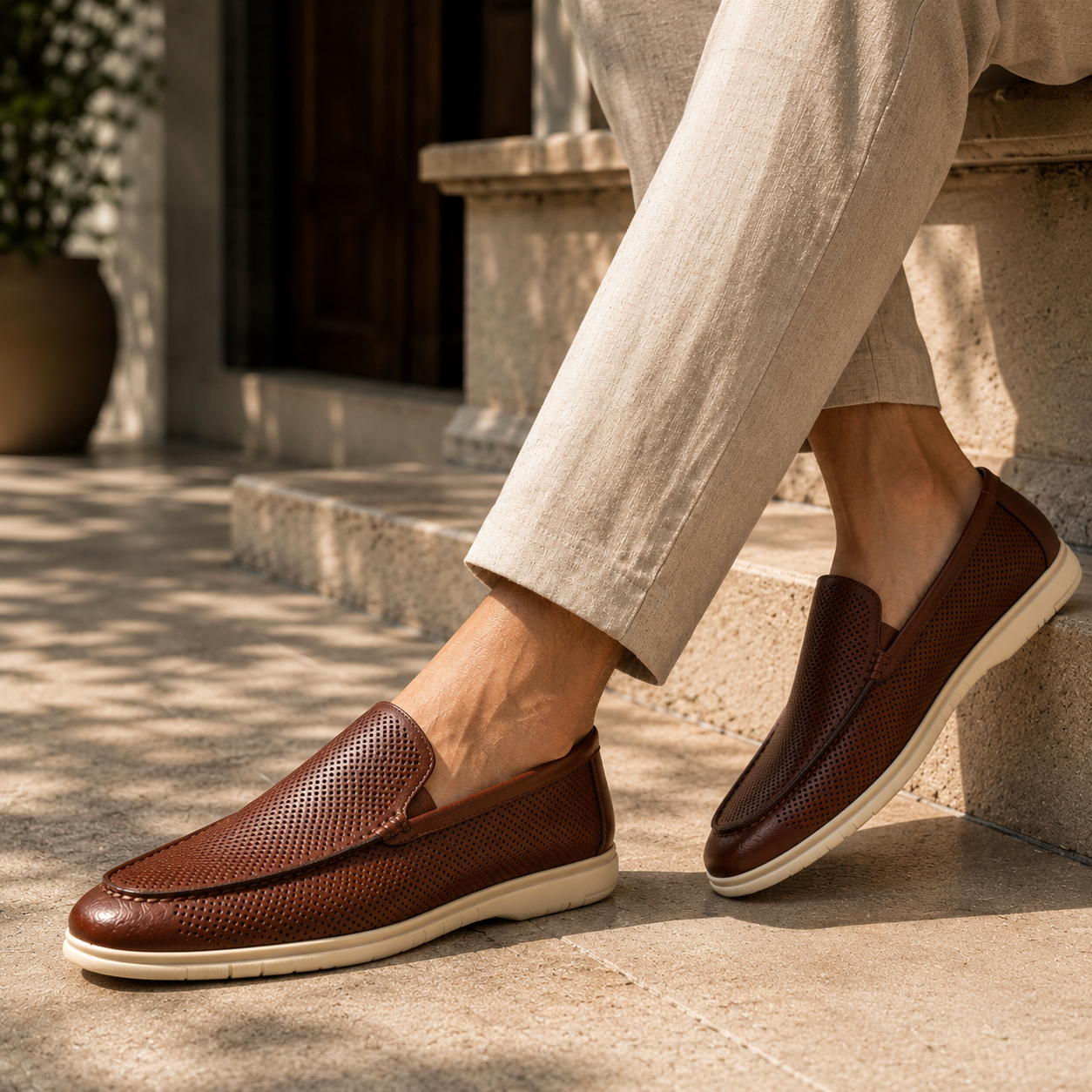 Jude Premium Perforated Leather Slip-On Loafers