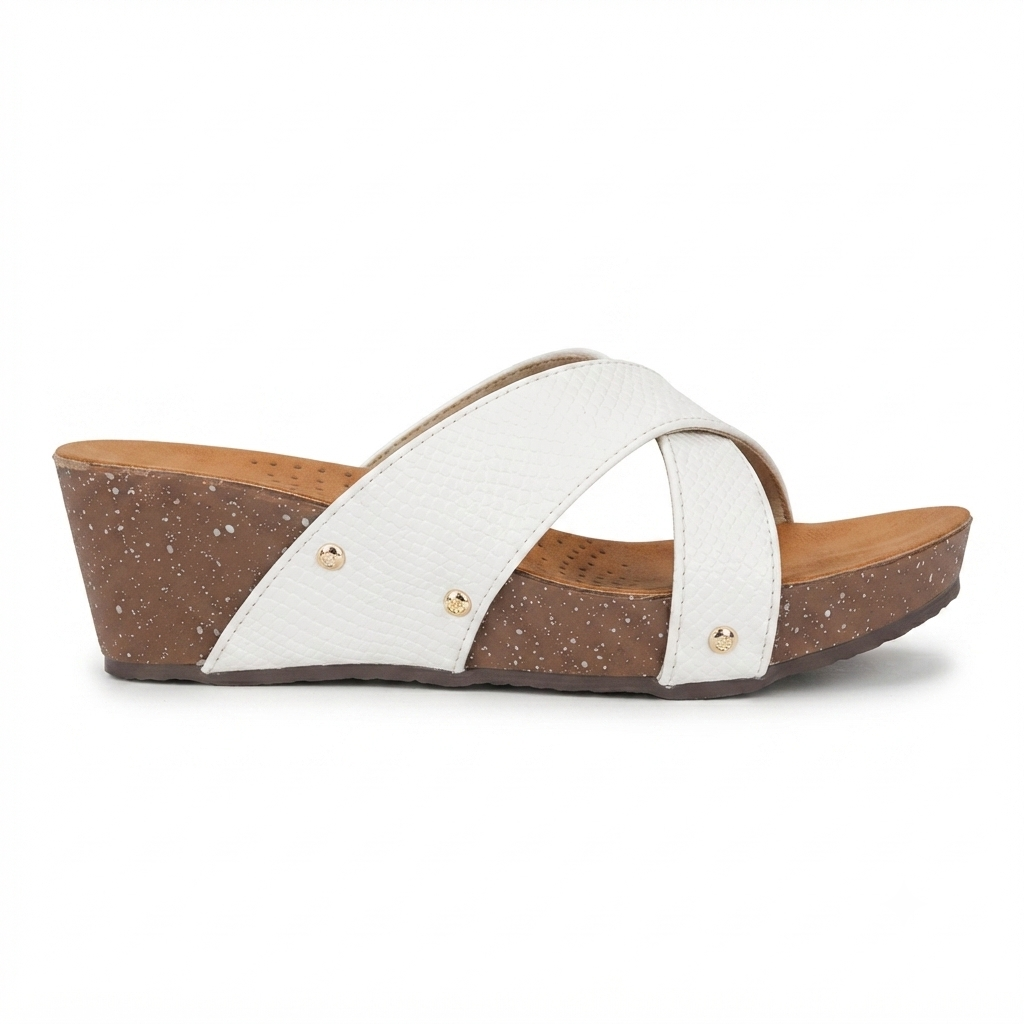 Divera Cross Cushioned Wedge Slippers
