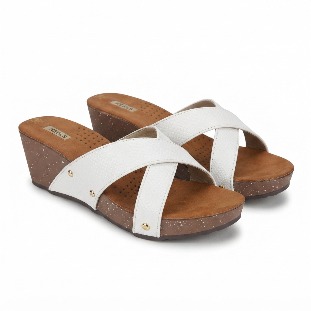 Divera Cross Cushioned Wedge Slippers