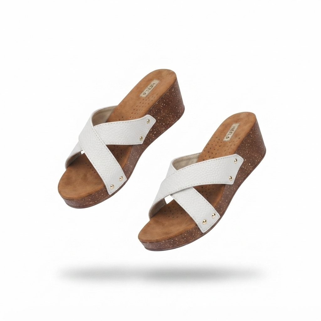 Divera Cross Cushioned Wedge Slippers