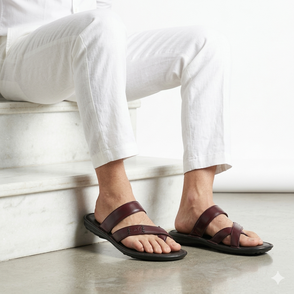 Brooks Cushioned Leather Thumb Slippers - The Heels India