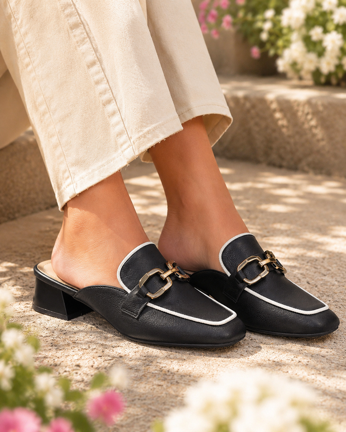 Sakura Premium Back Open Block Heel Mules - The Heels India