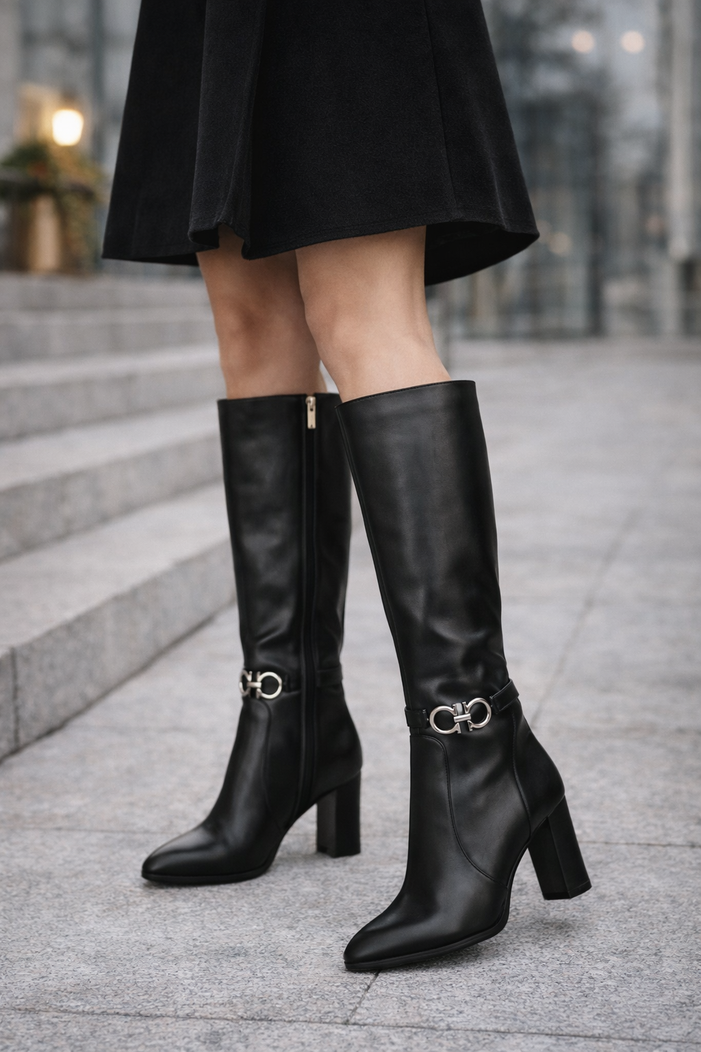 Notte di Milano Premium Thigh High Boots with Block Heels