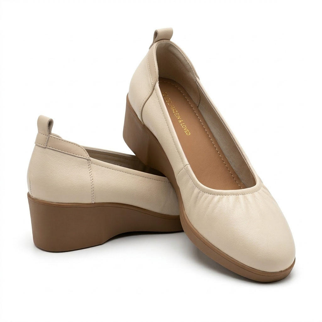 Estelle Premium Leather Wedge Heel Ballerinas