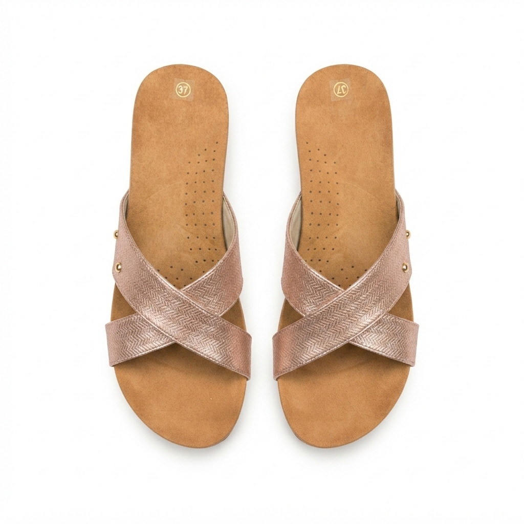 Divera Cross Cushioned Wedge Slippers